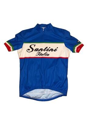 SANTINI ITALIA CYCLING SHIRT JERSEY SMS SIZE L BIKE MAILLOT VELO ZIP BLACK